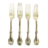 A large quantity of Antique Sterling Silver dinner forks by various makers of various dates.