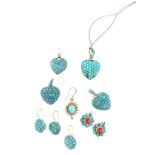 A collection of turquoise jewellery to include earrings and pendants set in sterling silver.