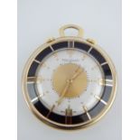 Jaeger le Coultre travel alarm, the gilt case with integral stand,