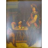 A pair of early 19th C Dutch School oils on zinc, the scenes of 17th C soldiers, ''The Letter''