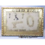 Large gilded picture frame, late 19th C, mistletoe leaf and berry decoration,