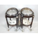 Pair of dome top food warmers / catering serving trolleys, circa 1970, pierced roll over top