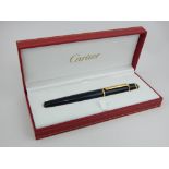 Cartier fountain pen, with 18ct gold nib, boxed with papers and original replacement cartridges