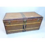 An Aux Etats, Paris, steamer trunk with birch leather and bronze mounts (label on interior and