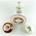 Limoges porcelain scent bottle painted with floral sprays, a Coimbra porcelain box and cover, one
