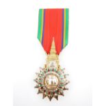 Thailand medal, Order of the White Elephant, enamel elephant in 'sun' setting, enamel to reverse.