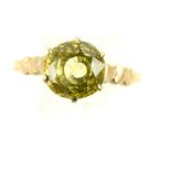 9ct yellow gold yellow sapphire solitaire ring the claw set stone approx 1.5ct.