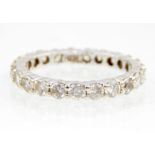 14ct white gold diamond full eternity ring, size R / S