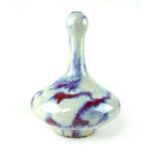 Chinese Jun ware garlic neck vase with streaked glazed baluster body 28 cm H