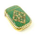 Gilt and green enamel vaster case, of an Islamic foliate design, 4.5cm h