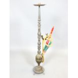 Middle Eastern Shisha pipe, shaped and engraved stem, 117cm h