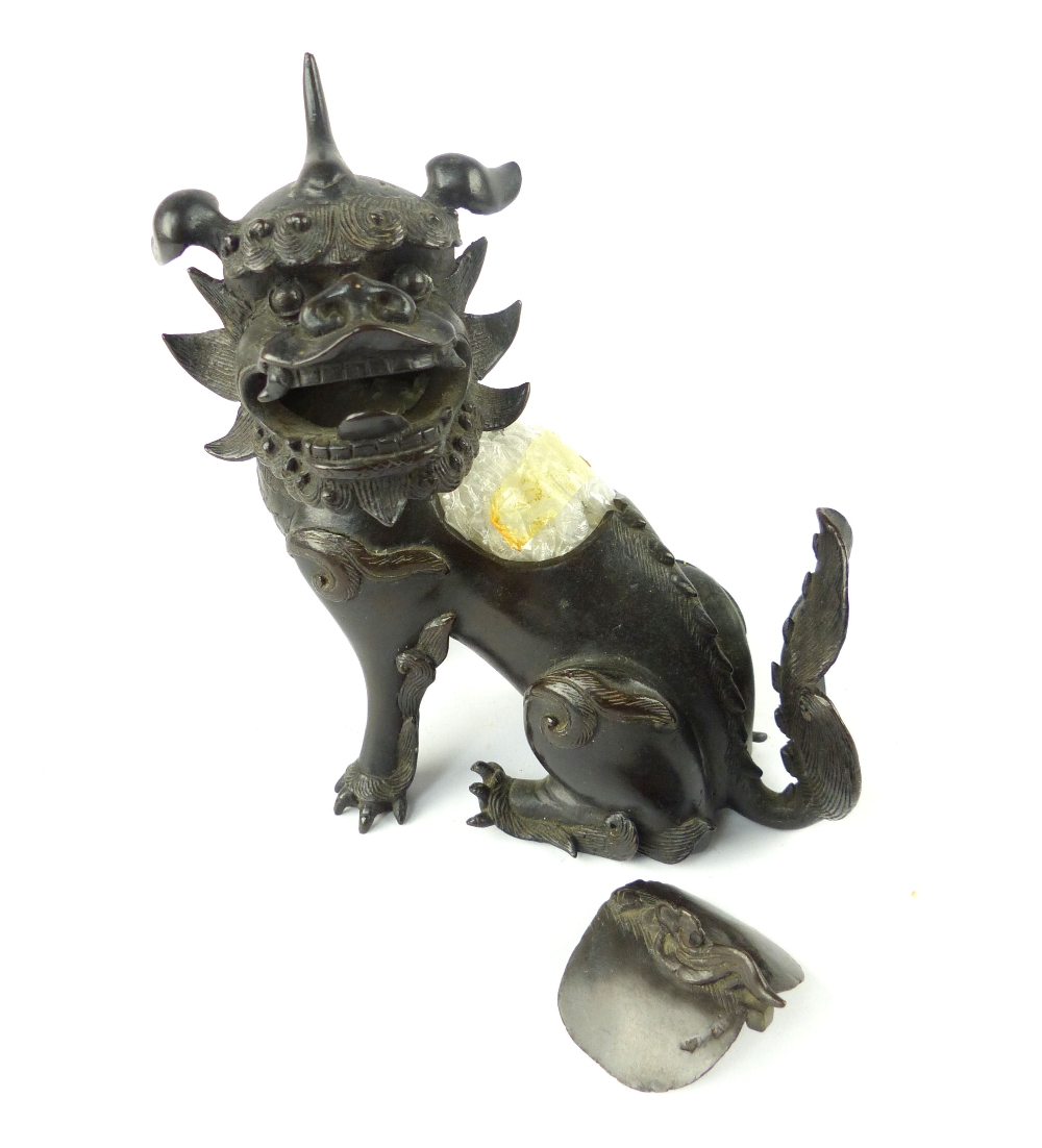 South East Asian bronze dragon incense burner, 17cm h - Image 2 of 2