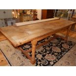 18th century style pine refectory dining table the rectangular top on gunbarrel legs with H