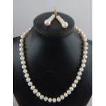 Cultured pearl strand with 14ct yellow gold clasp, 46cm L,