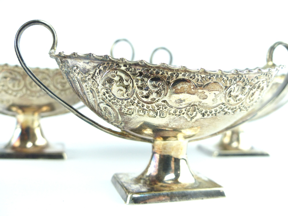 Three silver boat shaped salts, Sheffield 1895, - Image 8 of 10