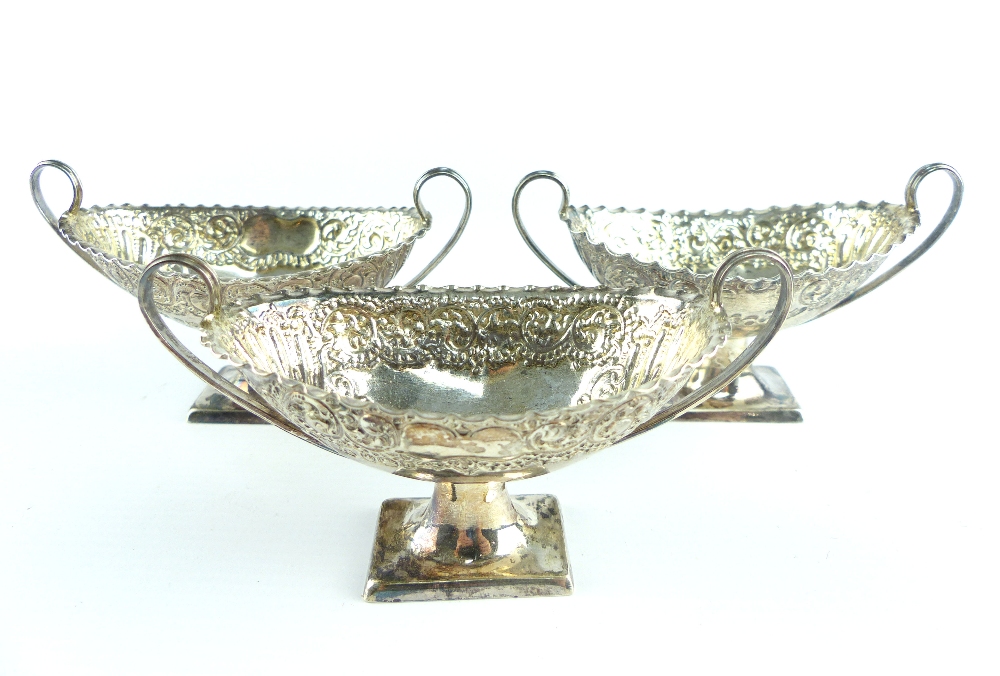 Three silver boat shaped salts, Sheffield 1895, - Image 6 of 10