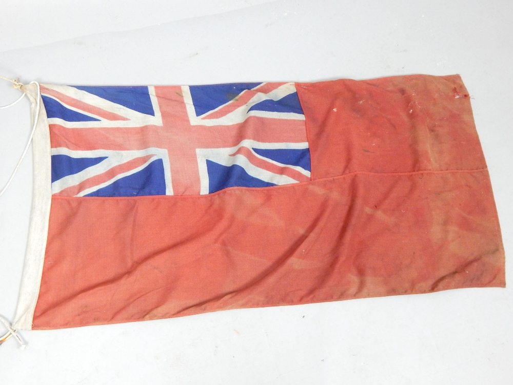 Red Ensign flag with vintage yacht pole for launch, 62 x 121cm approx. - Image 3 of 4