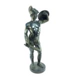 Bronzed spelter figure of a Roman warrior,