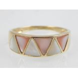 9ct yellow gold, mother-of-pearl dress ring.