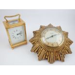 20th century carriage timepiece, the case fitted with bevelled panels,