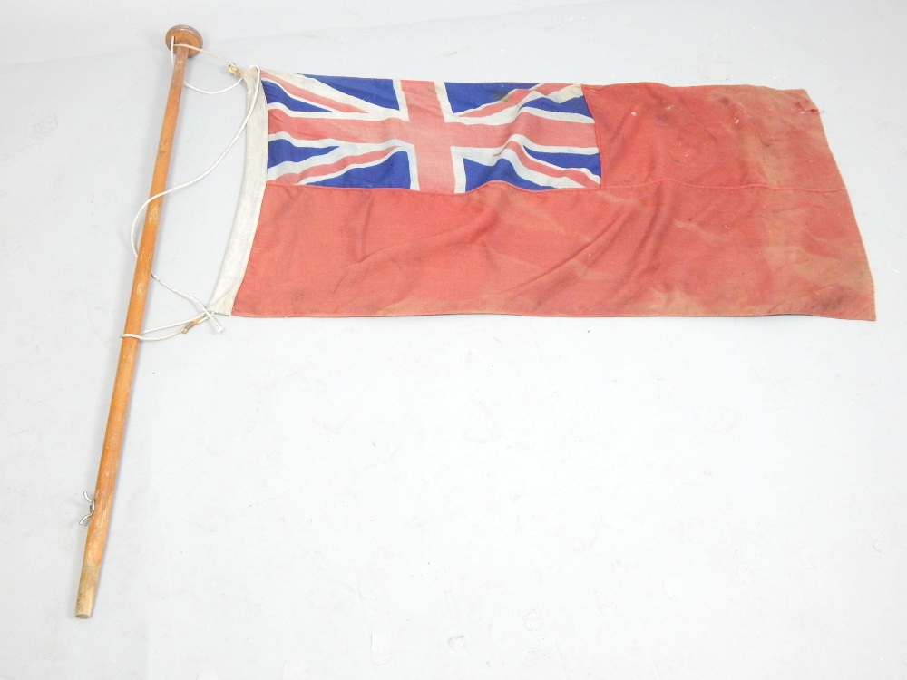 Red Ensign flag with vintage yacht pole for launch, 62 x 121cm approx. - Image 2 of 4