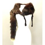 Brown fox fur stole, with head, tail and legs detail, 130cm l.