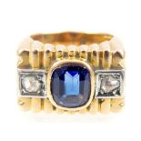 1960s diamond and blue stone ladies cocktail ring