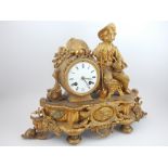 Late 19th century gilt metal mantel clock,