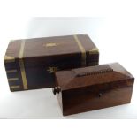 Victorian cut brass inlaid rosewood writing slope with leather lined interior and a Victorian