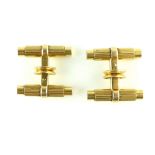 Pair of unusual spring clip yellow metal bar cuff links, bearing French high carat purity marks, 15.