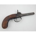 Late 18th/early 19th C pistol, hexagonal 3 1/8" barrel, pitted proofing and maker's marks,