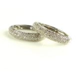 Pair of 18ct white gold and diamond set earring hoops, approx total 3ct of diamonds 17.