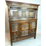 Late 18th/early 19th C oak court cupboard of Jacobean style,