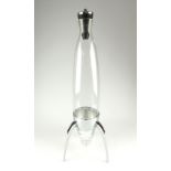 After Philippe Starck for Alessi Rocket Ship glass decanter & stopper in chrome stand