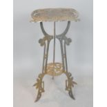 French Art Nouveau design metal jardiniere, floral & maiden design to upper tier,