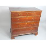 A 19th Century mahogany chest of 2 over 3 drawers, brass swan neck handles, bracket feet, 95.