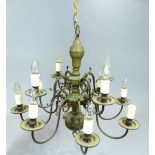 Dutch style brass twelve branch electrolier, 66cm H.