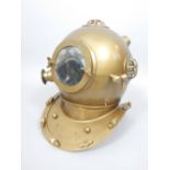 Contemporary brass finish divers helmet,