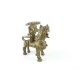 Mongolian bronze candle holder modelled in the form of a winged lion, 10cm h