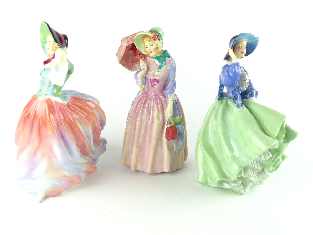 Royal Doulton figure, Miss Demure HN1402, 19cm h, together with two other figures Autumn Breezes - Image 6 of 8