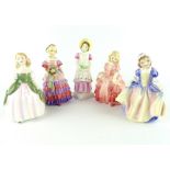 Royal Doulton figure, Rose HN1368, 12cm h, together with four others including The Little Bridesmaid