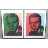 George Robertson, study of film actor `Steve McQueen Red and Green`, a pair of Contemporary