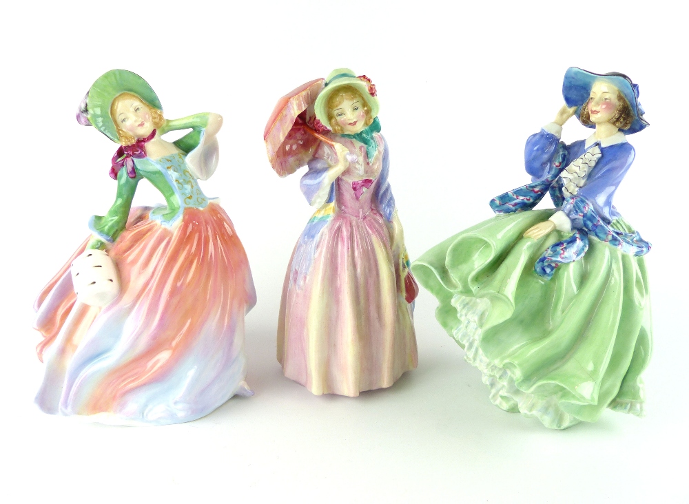 Royal Doulton figure, Miss Demure HN1402, 19cm h, together with two other figures Autumn Breezes - Image 2 of 8