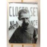 20th century reproduction print of of Steve Macqueen drinking coffee, glazed, 85 x 60cm