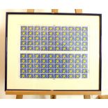 Full sheet of GB stamps, designed by David Hockney commemorating joining the European Union,