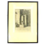 Circa mid 19th century, English School (?), fine drypoint etching of a drinking well with chained