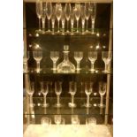 Villeroy & Boch, quantity of drinking glasses with bark effect stems, wines and water, various