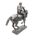 After Isidore Bonheur (1827-1901), a dark patinated equestrian bronze, of a jockey on horseback,