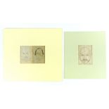 Qing Dynasty 19th Chinese School, a trio of portraits from a sketchbook, a man and woman in ink