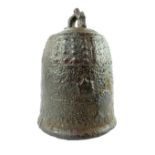 Rare Japanese Ryukyu Kingdom (1429-1879) 15th-17th C iron shrine bell, featuring the Ryukyu family